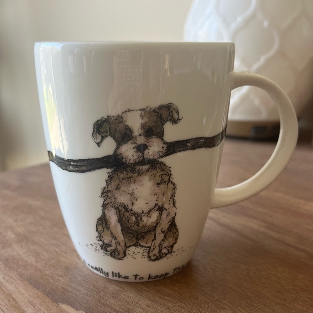 Hudson Middleton Scruffy Mutts Coffee Mug Cup Dog With Stick Fine Bone China
